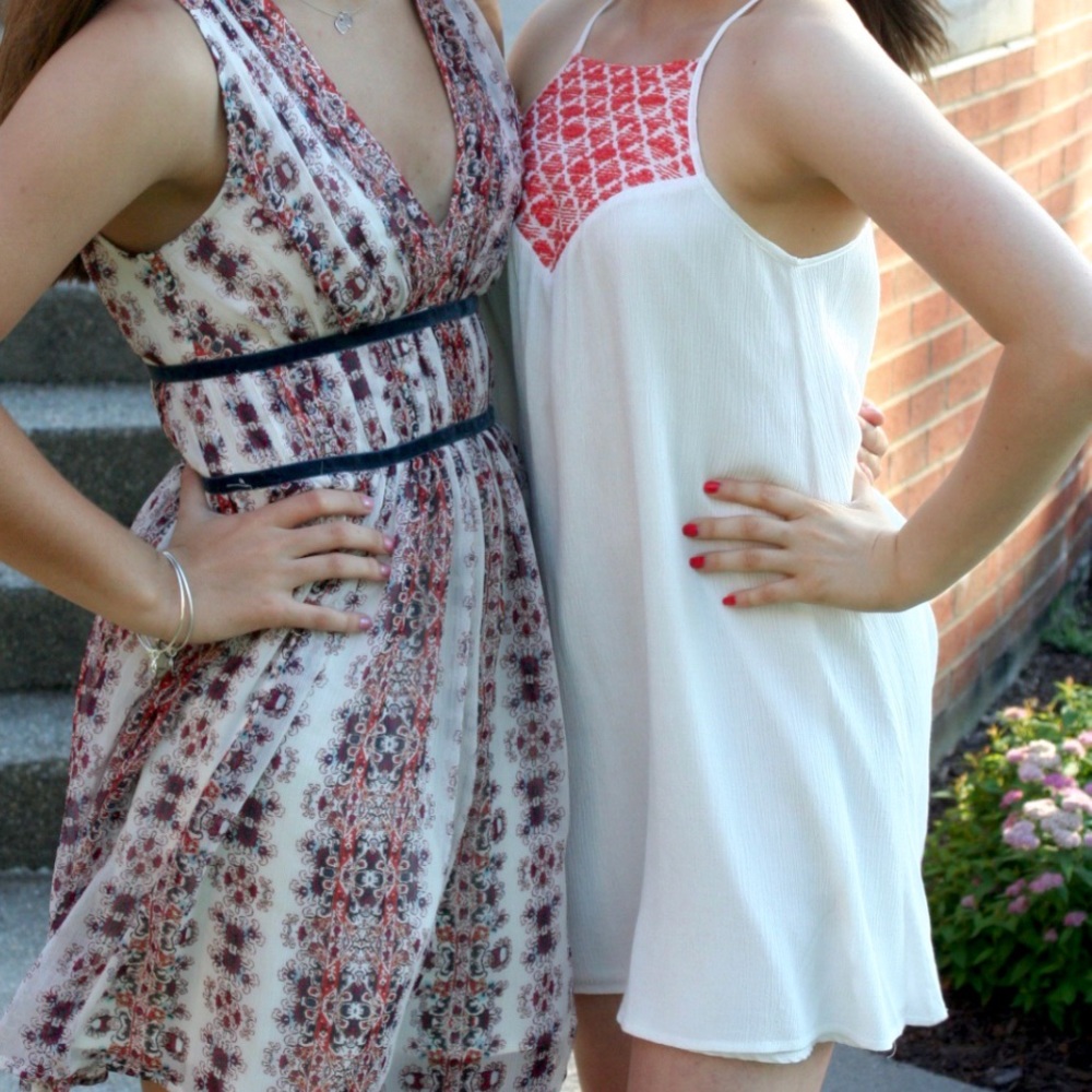 Pink and white formal / homecoming dress